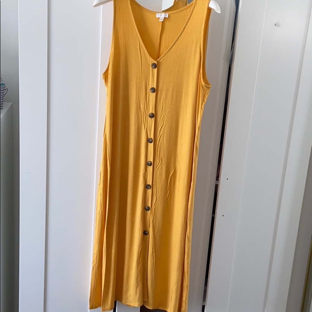 Summer midi dress mustard yellow